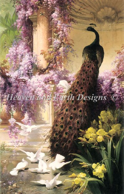 Diamond Painting Canvas - Mini A Peacock In A Garden - Click Image to Close
